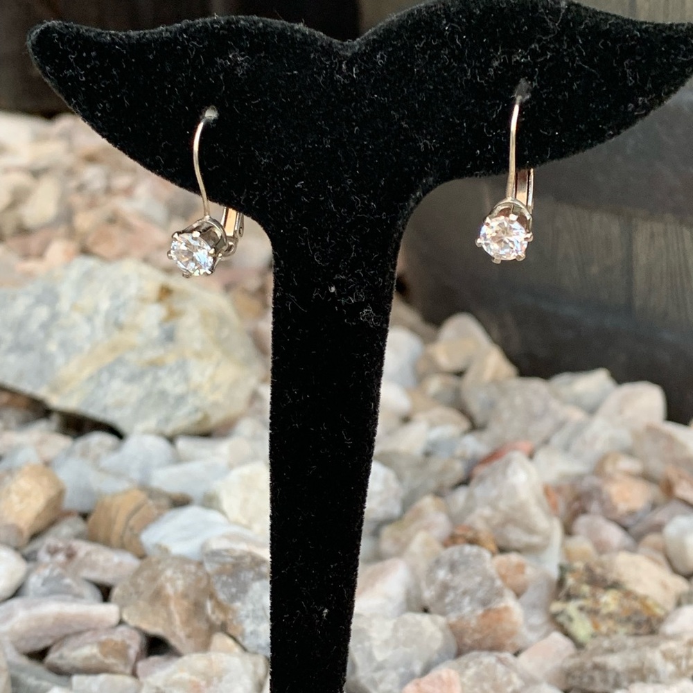 Sterling Silver Diamond Hook Earrings
